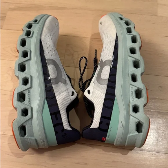 On Running Women's White and Mint Sneakers - Picture 8 of 10